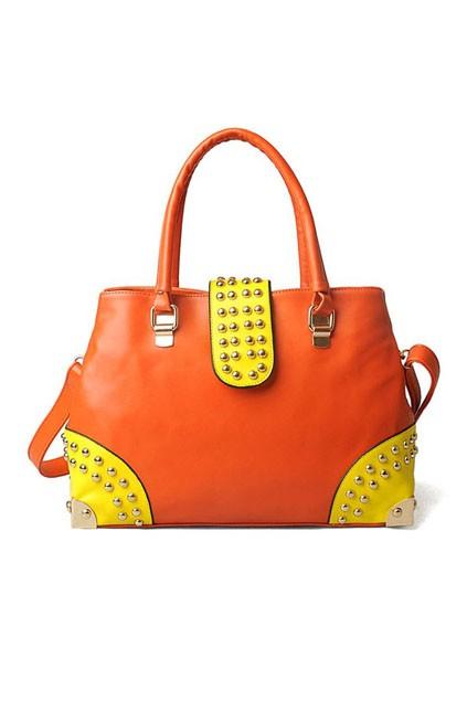 Oasap Candy Colored Rivet Embellished Shoulder Bag