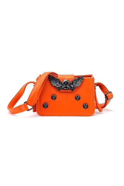 Oasap Skull And Wing Embellished Stitched Edged Shoulder Bag