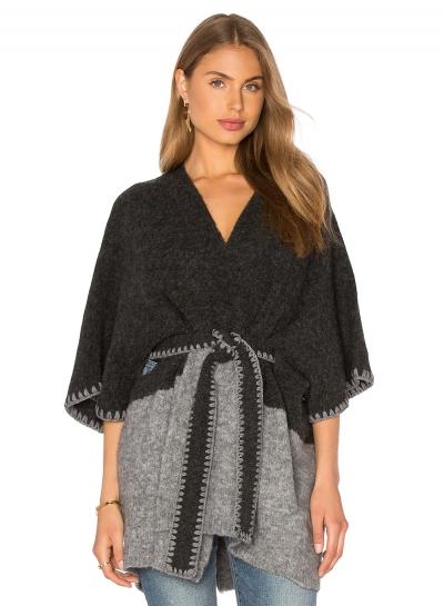 Oasap V Neck Half Sleeve Color Block Sweater With Belt