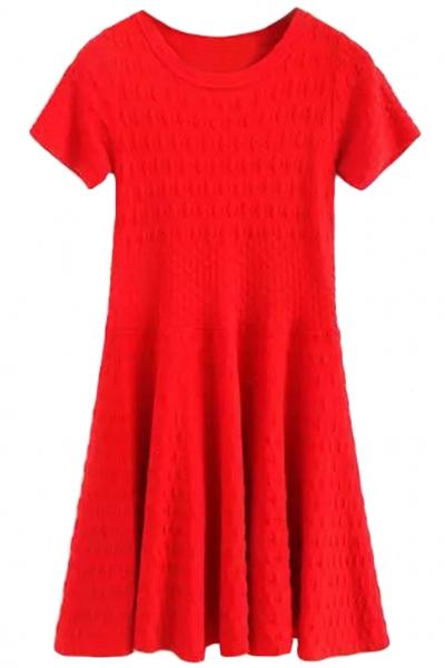 Oasap Basic Solid Textured Mini Dress