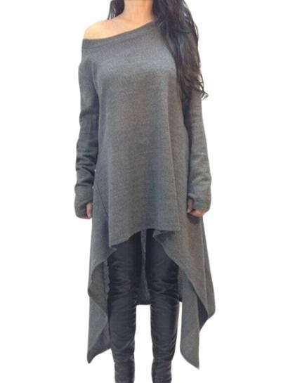 Oasap Fashion Long Sleeve Loose Irregular Dress