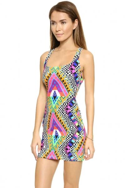 Oasap Electric Geo Graphic Racerback Sleeveless Mini Dress