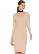 Oasap Solid Color Boat Neck Long Sleeve Bodycon Dress