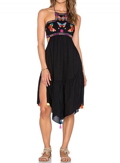 Oasap Halter Backless Asymmetric Chiffon Dresses