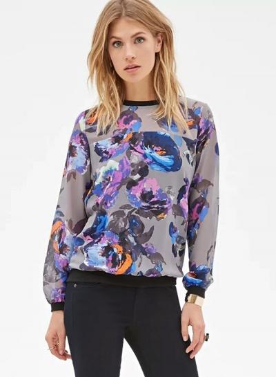 Oasap Fashion Digital Printing Loose Fit Sweatshirt