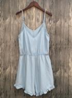 Oasap V Neck Sleeveless Solid Elastic Waist Romper