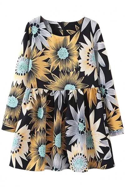 Oasap Bohemia Style Floral Pattern A-line Dress