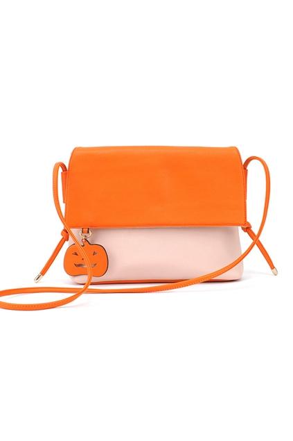 Oasap Color Block Pumpkin Face Embellished Shoulder Bag