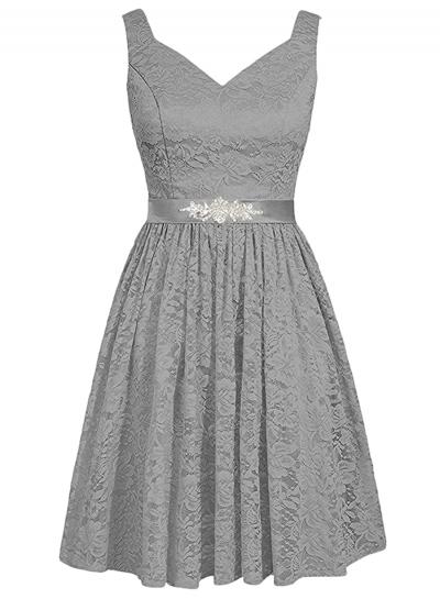Oasap Sleeveless Lace Short Cocktail Pleated Dress