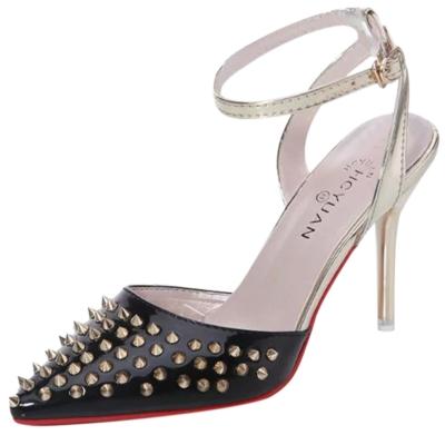 Oasap Pointed Toe Rivet Slingback Ankle Strap High Heels Sandals