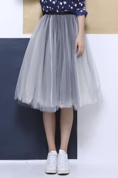 Oasap Sweet Mesh High Waist Bud Skirt