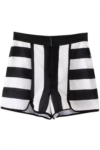 Oasap Chic Stripe Print Slit Shorts