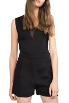 Oasap Women's V Neck Sleeveless Mesh Back Romper