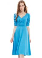 Oasap Women's Solid Color Half Sleeve Faux Wrap A-line Dress