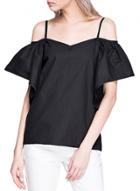 Oasap Women's Open Shoulder Flounce Spaghetti Strap Blouse