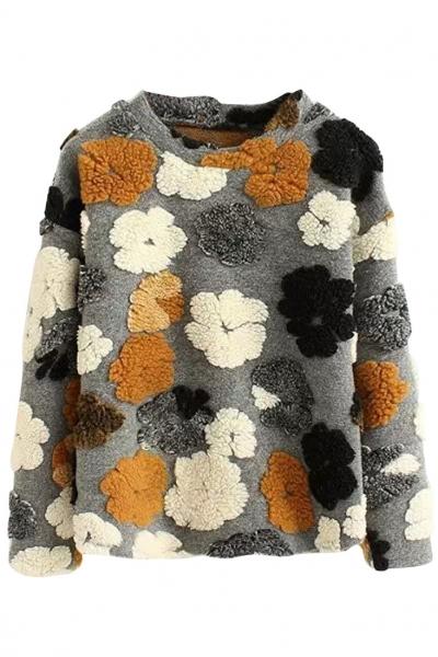 Oasap Favorite Patched Floral Pattern Sweatshirt