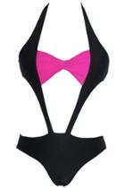 Oasap Women Color Block Halter Cutout Sexy Monokini Swimsuit