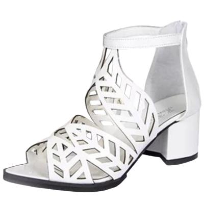 Oasap Peep Toe Hollow Out Solid Chunky Heels Sandals