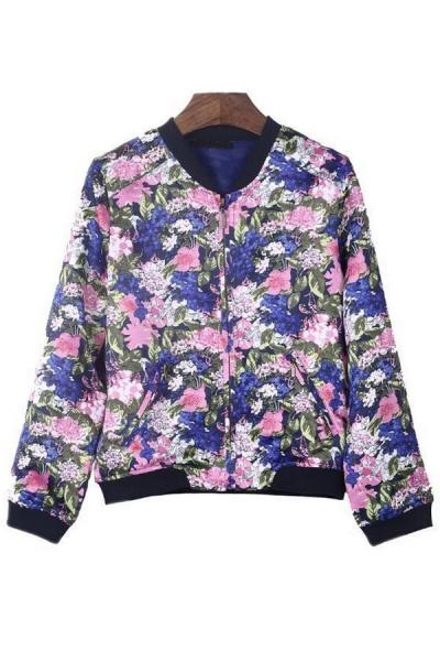 Oasap Essential Floral Bomber Jacket