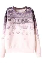 Oasap Floral Dip-dye Long-sleeve Sweatshirt