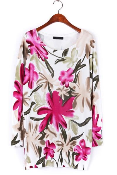 Oasap Vintage Floral Print Sweater