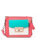 Oasap Contrast Colored Zipped Square Shaped Shoulder Bag