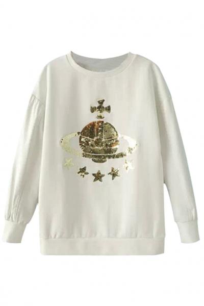 Oasap Spinning Galaxy Sequin Sweatshirt