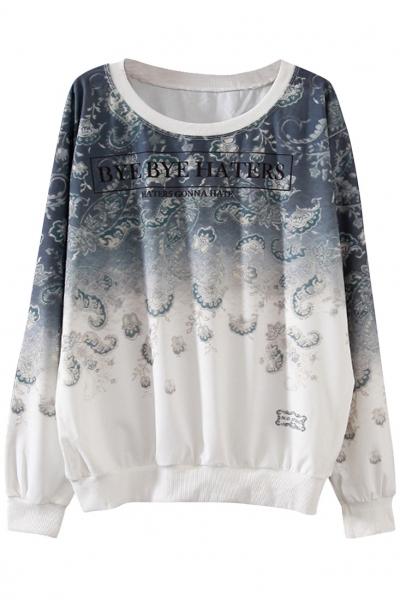 Oasap Stylish Letter Printed Long Sleeve Sweatshirt