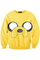 Oasap Yellow Cartoon Monster Sweatshirt