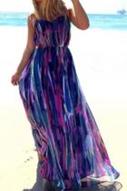 Oasap Fashion Color Printing Elastic Waist Slip Dress