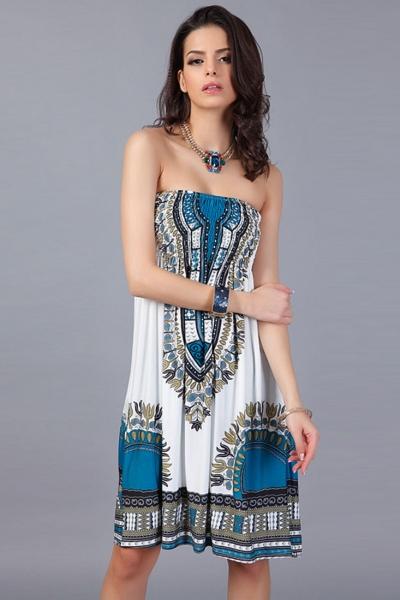 Oasap Vintage Geo Print Bandeau Dress