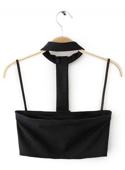Oasap Halter Neck Sleeveless Backless Crop Top