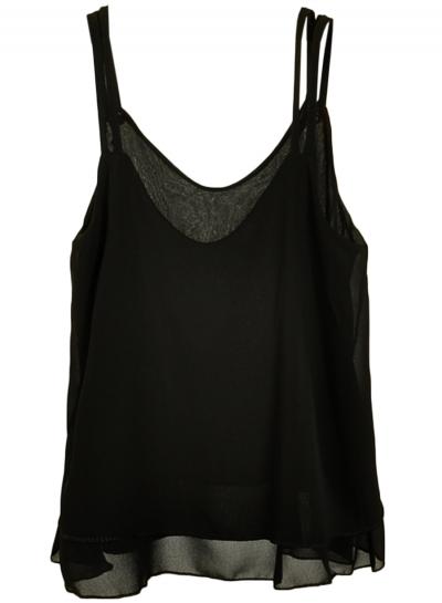 Oasap Women's V Neck Spaghetti Strap Chiffon Top