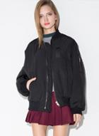 Oasap Long Sleeve Solid Color Flamingo Embroidery Jacket