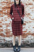 Oasap Windowpane Plaid Print Mini Shift Dress