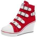 Oasap Women's Color Block Buckle Wedge Canvas Shoes