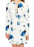 Oasap Women's Floral Print Lace Up Front Mini Dress