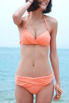 Oasap Self-tied Twist Flouncing Skirt Bikini