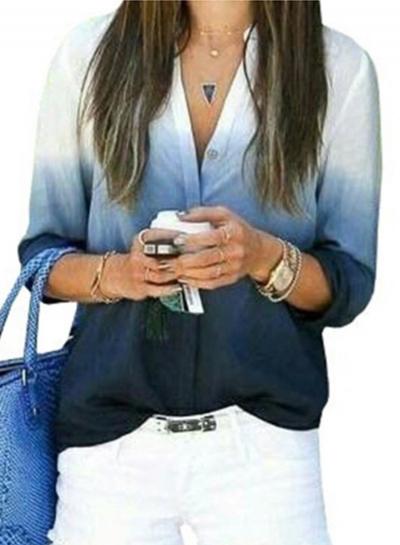 Oasap Fashion Gradient Button Down Shirt