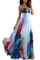 Oasap Women's Sleeveless Off The Shoulder Printing Chiffon Maxi Dress