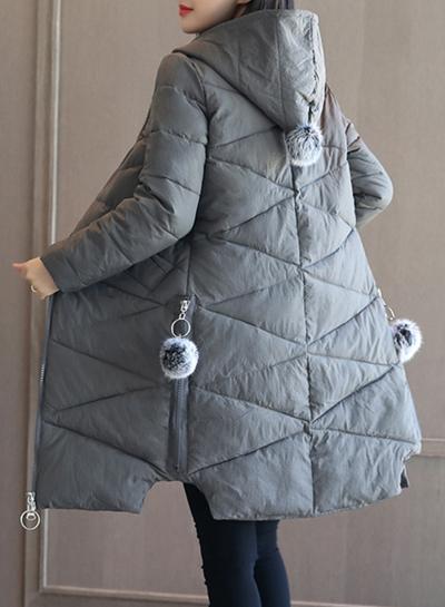 Oasap Fashion Hooded Down Coat With Pompon
