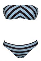 Oasap Fashion Summer Stripes Bandeau Bikini Swimwear