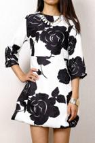 Oasap Fashion Floral Printing Shift Dress