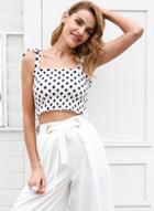 Oasap Square Neck Polka Dot Smock Tank Top