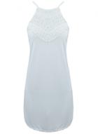 Oasap Women's Lace Crochet Paneled Halter Backless Mini Dress