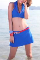 Oasap Separated Skirt Style Blue Swimsuit