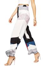 Oasap Women's Fashion Full Length Color Block Wide-leg Pants
