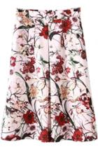 Oasap Grace Burgundy Floral Midi Skirt