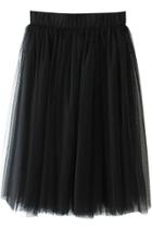 Oasap Solid Color Sweet Tiered Organza Midi Skirt