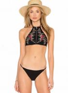 Oasap Retro Halter High Neck Bikini Set Swimwear